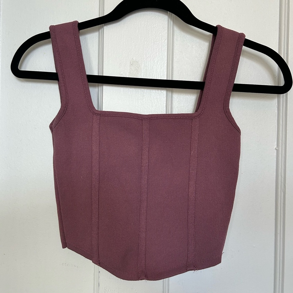 Zara Mauve Square-Neck Tank Top